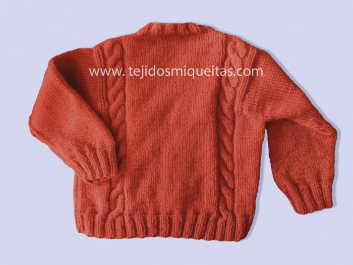 3. Suéter cerrado con trenzas y cuello en “V” (PDF) Tallas de 0 meses a 10 años - Imagen 2