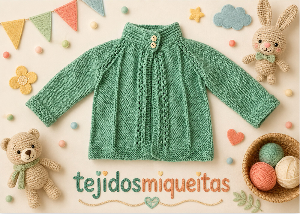 1. Chaqueta manga ranglan cuello alto (PDF) (Tallas desde nacimiento a 10 años)