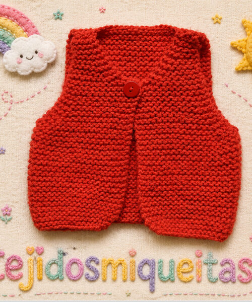 2. Chaleco rojo súper fácil en una sola pieza (PDF) Tallas de 0 meses a 10 años