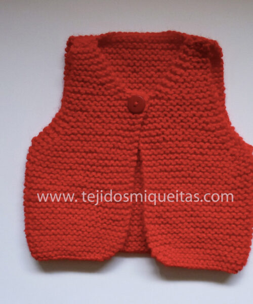 2. Chaleco rojo súper fácil en una sola pieza (PDF) Tallas de 0 meses a 10 años