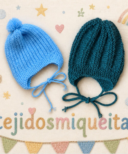 7. Gorrito “Luke” con orejeras en una sola pieza (PDF) Tallas 3 a 6 meses y 6 a 12 meses