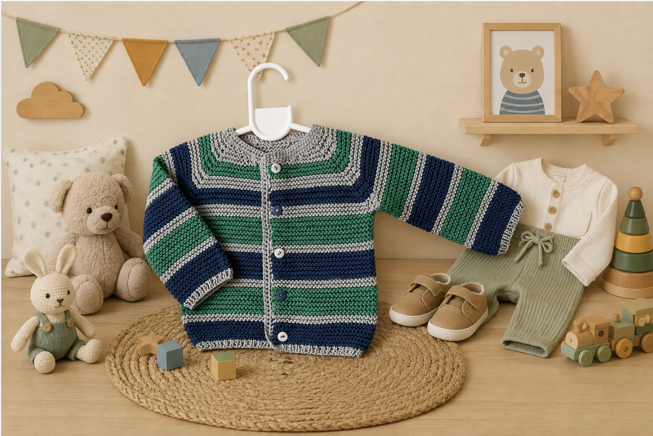 12. Chaqueta en hilo para la primavera (PDF) Tallas de 0 meses a 10 años