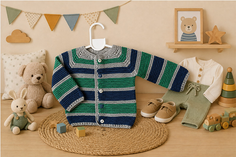 12A. Thread jacket for spring (PDF in English) Sizes from 0 months to 10 years
