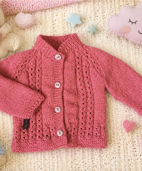 26. Chaqueta Coral con puntada de ochos (PDF) Tallas de 0 meses a 10 años