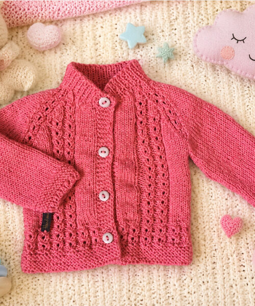 26. Chaqueta Coral con puntada de ochos (PDF) Tallas de 0 meses a 10 años