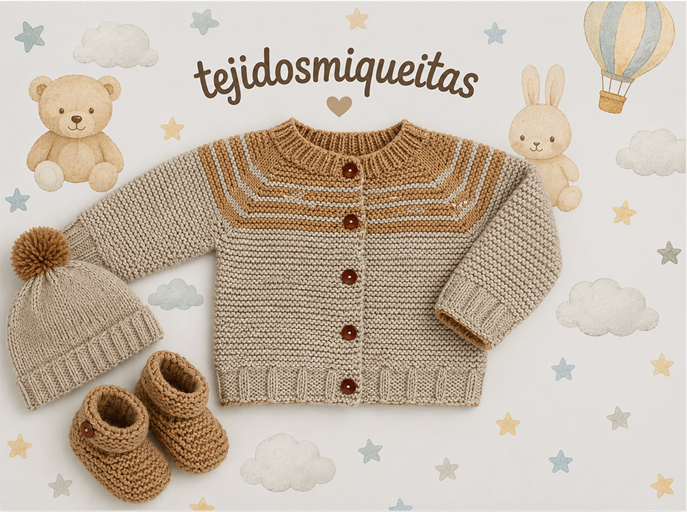 27. Chaqueta “Luke” con líneas en canesú (PDF) (Tallas desde nacimiento a 10 años)