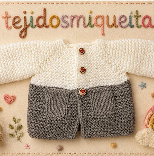 30. Chaqueta empezada por el cuello con lana gruesa (tallas de 0 a 10 años)