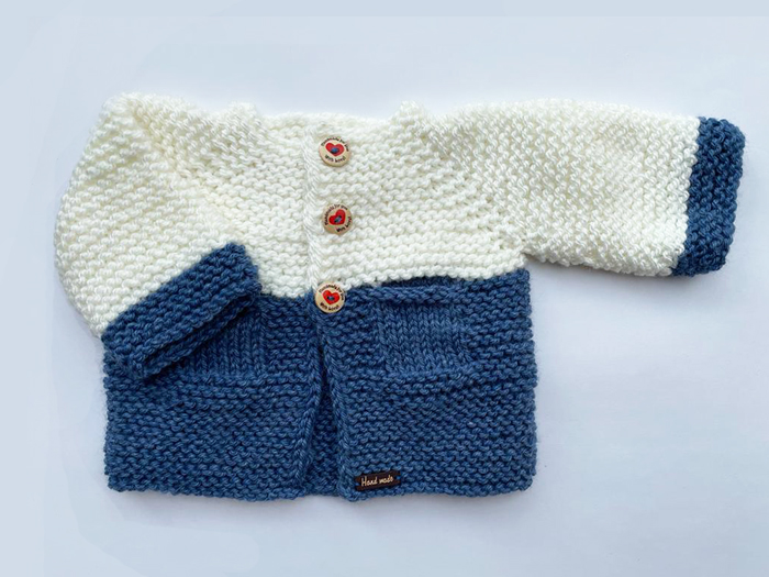 30. Chaqueta empezada por el cuello con lana gruesa (tallas de 0 a 10 años)