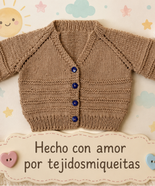 37. Chaqueta cuello en "V" por el cuello (tallas de 0 a 10 años)