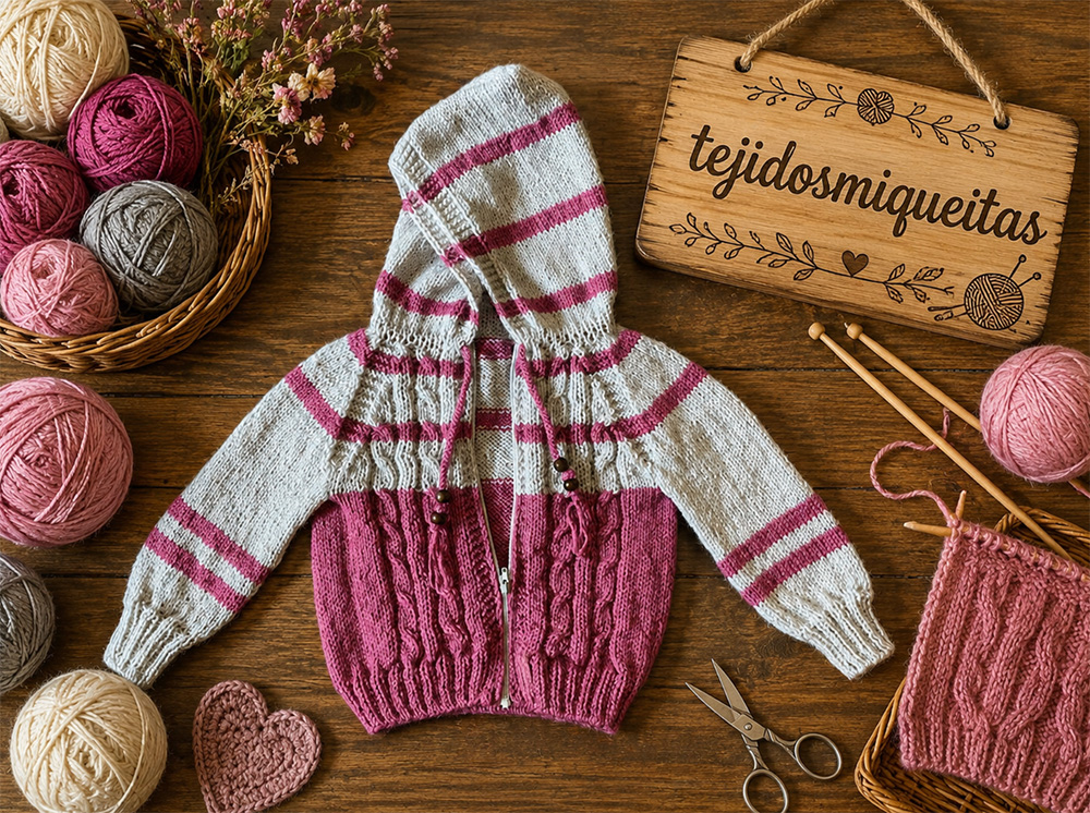 38. Chaqueta con capucha (Tallas desde nacimiento a 10 años)
