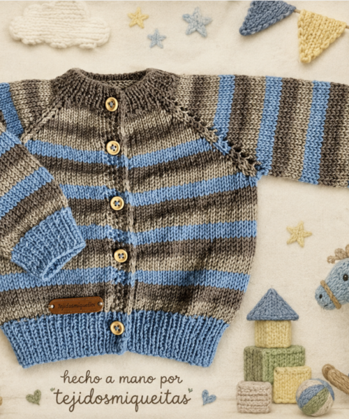 49. Chaqueta empezada por el cuello No. 4 (Tallas desde 0 meses a 10 años)